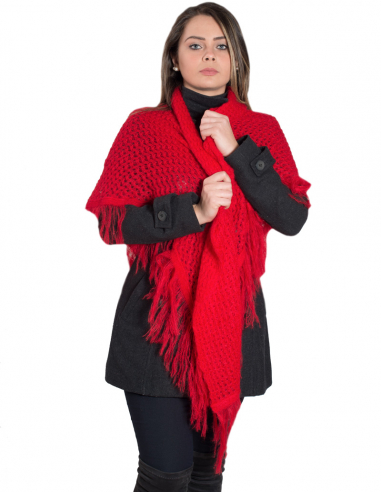 Scialle rosso in lana mohair con...