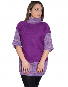 Maxi-pull in lana a coste...