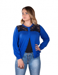 Giacca blu con inserti in...