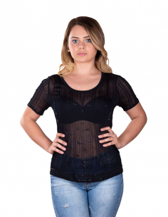 Maglia a coste con strass