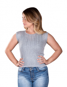 Maglia in lurex argento a... 2